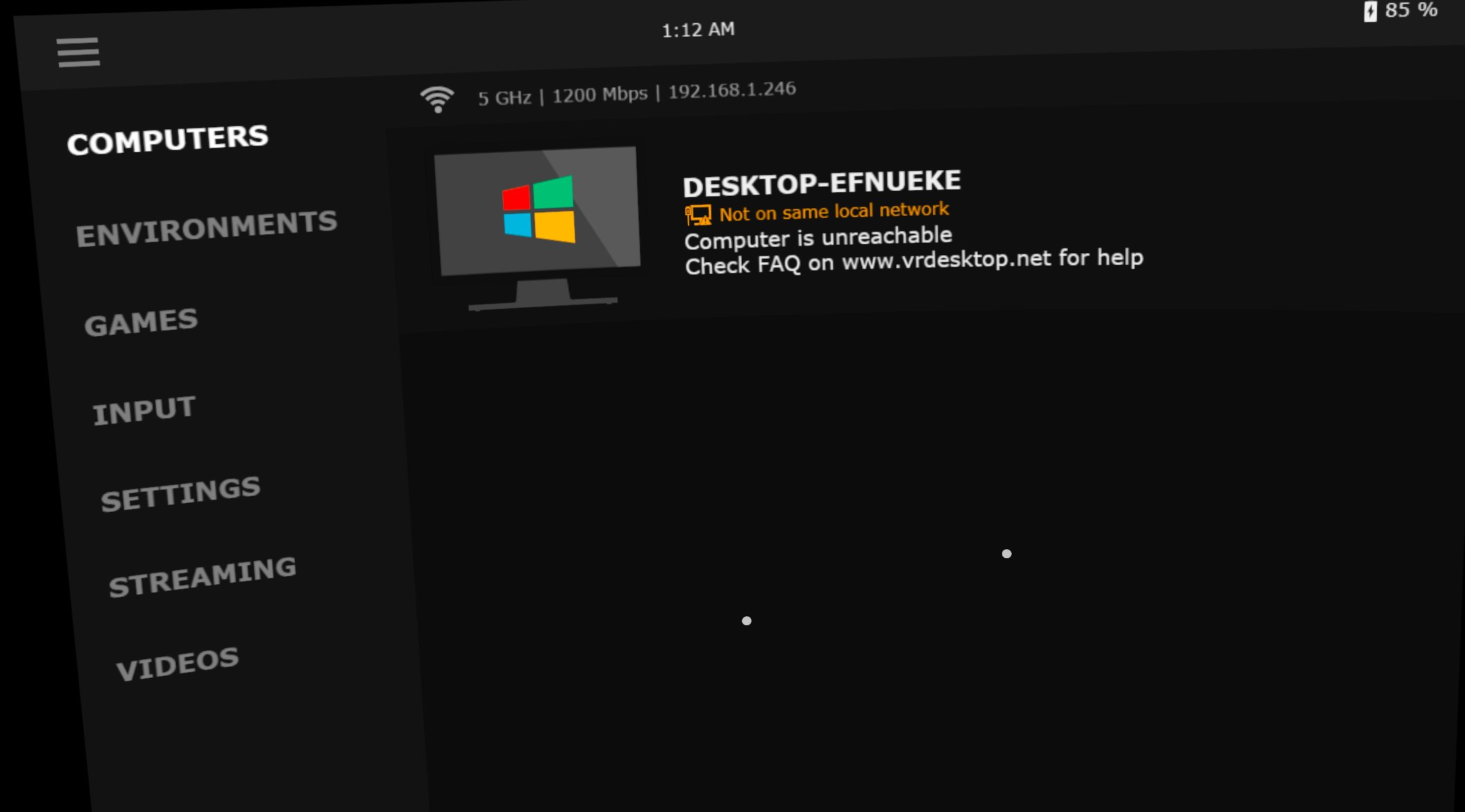 Virtual Desktop: Computer is unreachable