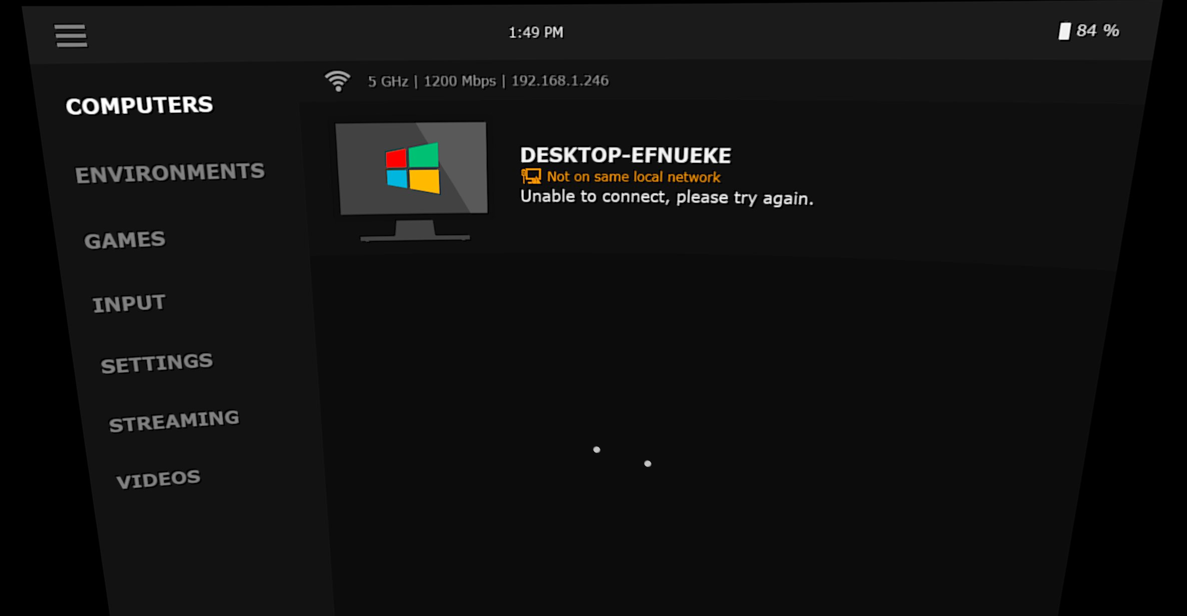 Virtual Desktop: Unable to connect